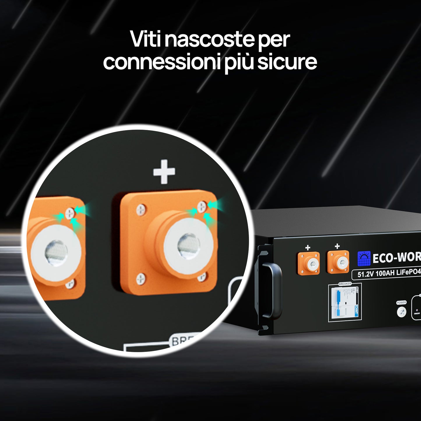Batteria per server rack da 48V (51,2V) 100Ah, batteria al litio da 5,12kWh, formato 3U, con Bluetooth e Wi-Fi【Versione 3】