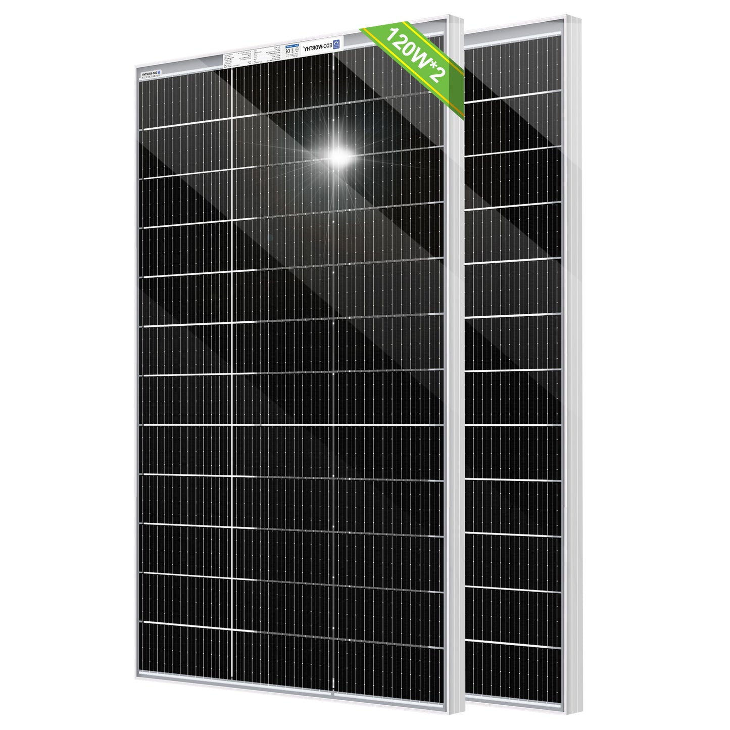 Bifacciale 120W 12V Pannello Solare Monocristallino