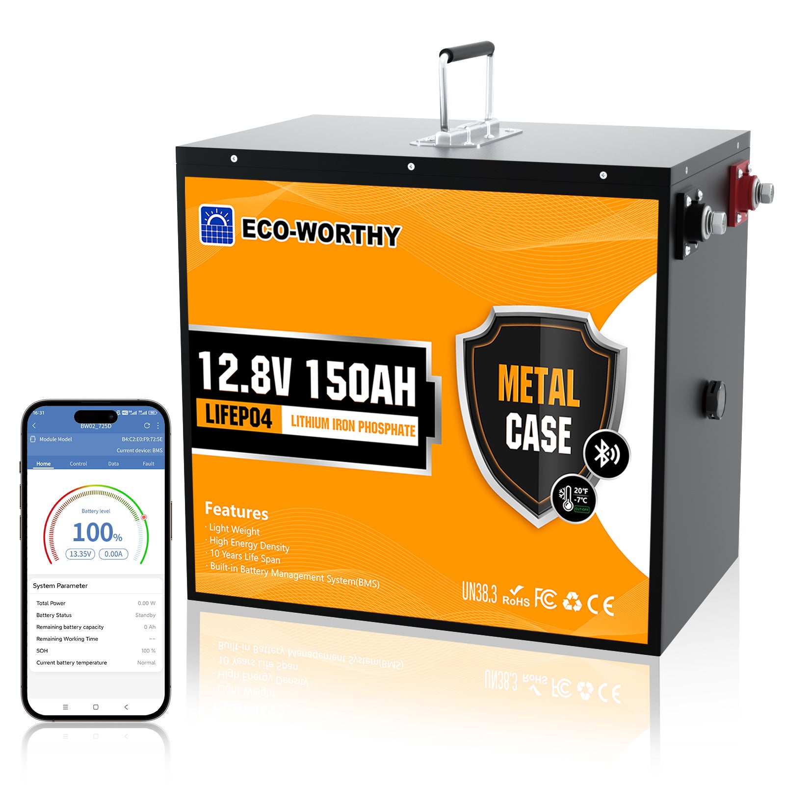 Batteria Al Litio LiFePO4 ECO-WORTHY 12V 8Ah - 15000 Cicli, BMS Integrato, Per Campeggio E Solar - Foto 7