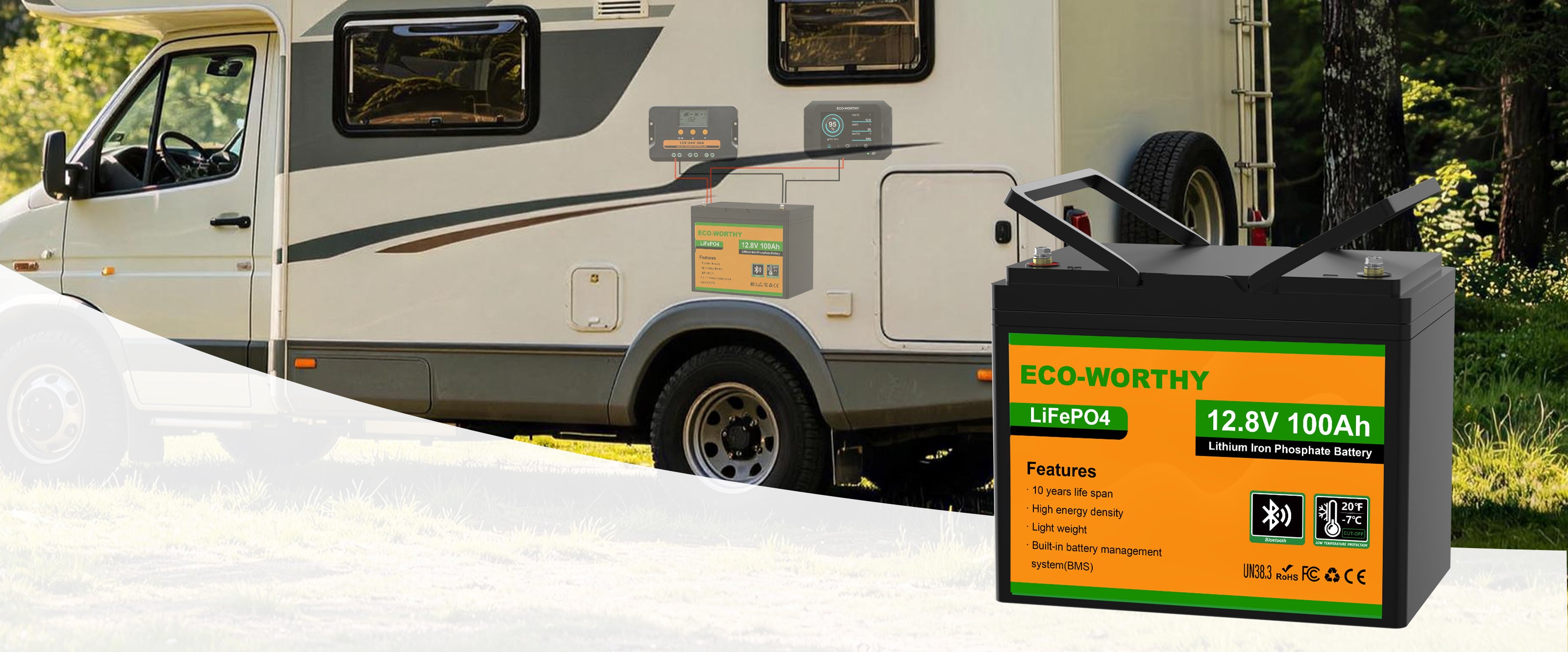 Eco-Worthy Batteria al litio LiFePO4 12V 100Ah