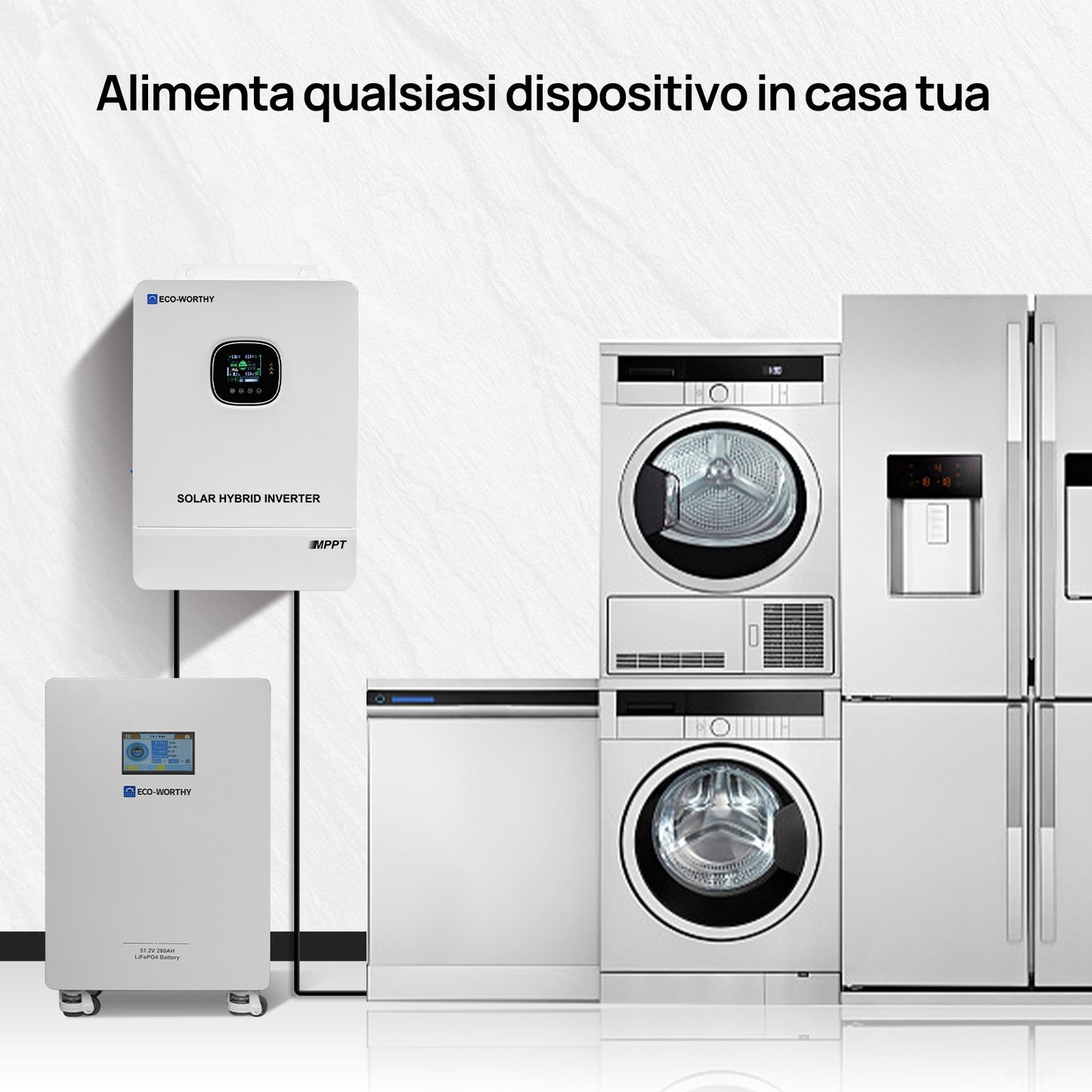 Batteria di backup solare LiFePO4 48V 280Ah ECO-WORTHY per montaggio a parete domestico-4