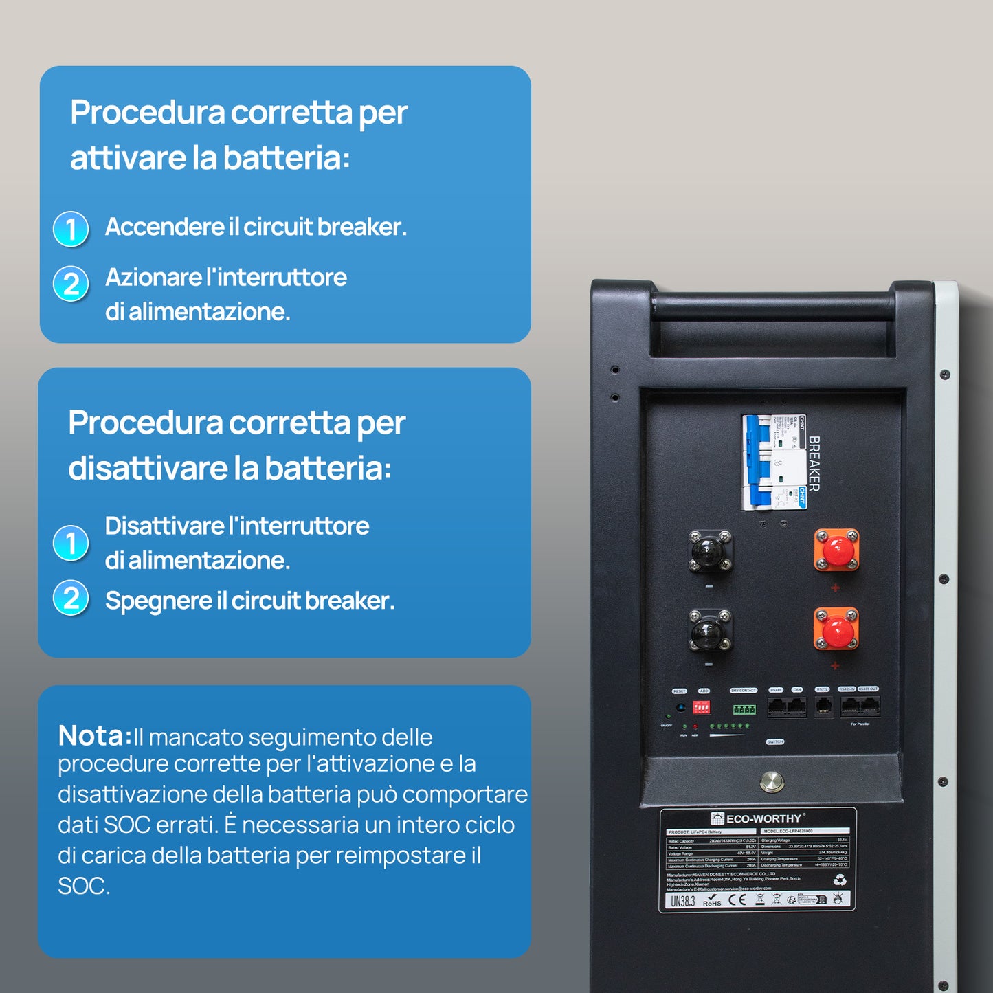 Batteria di backup solare LiFePO4 48V 280Ah ECO-WORTHY per montaggio a parete domestico-9