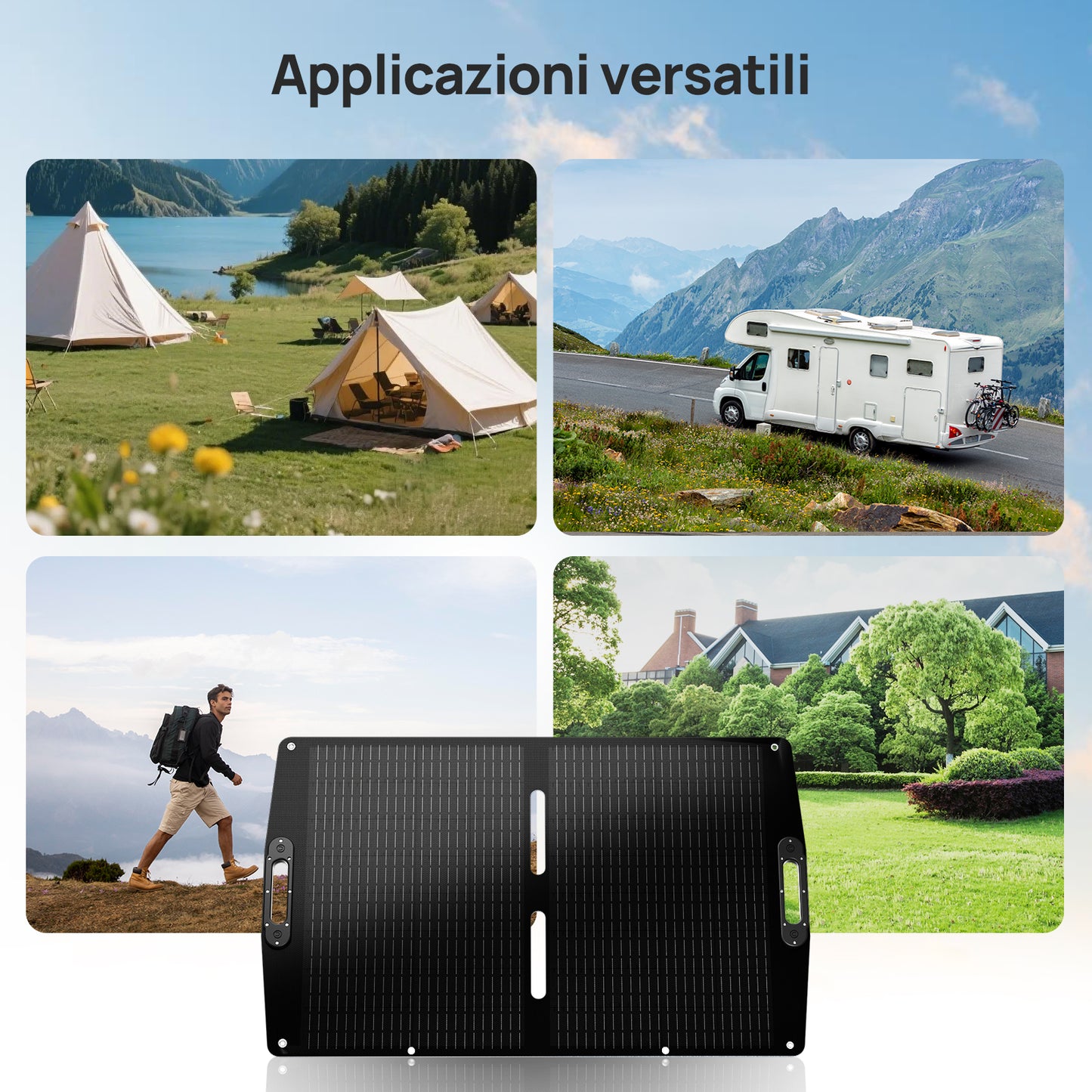 ECO-WORTHY 100W 12V Borsa solare pieghevole pro per campeggio-9