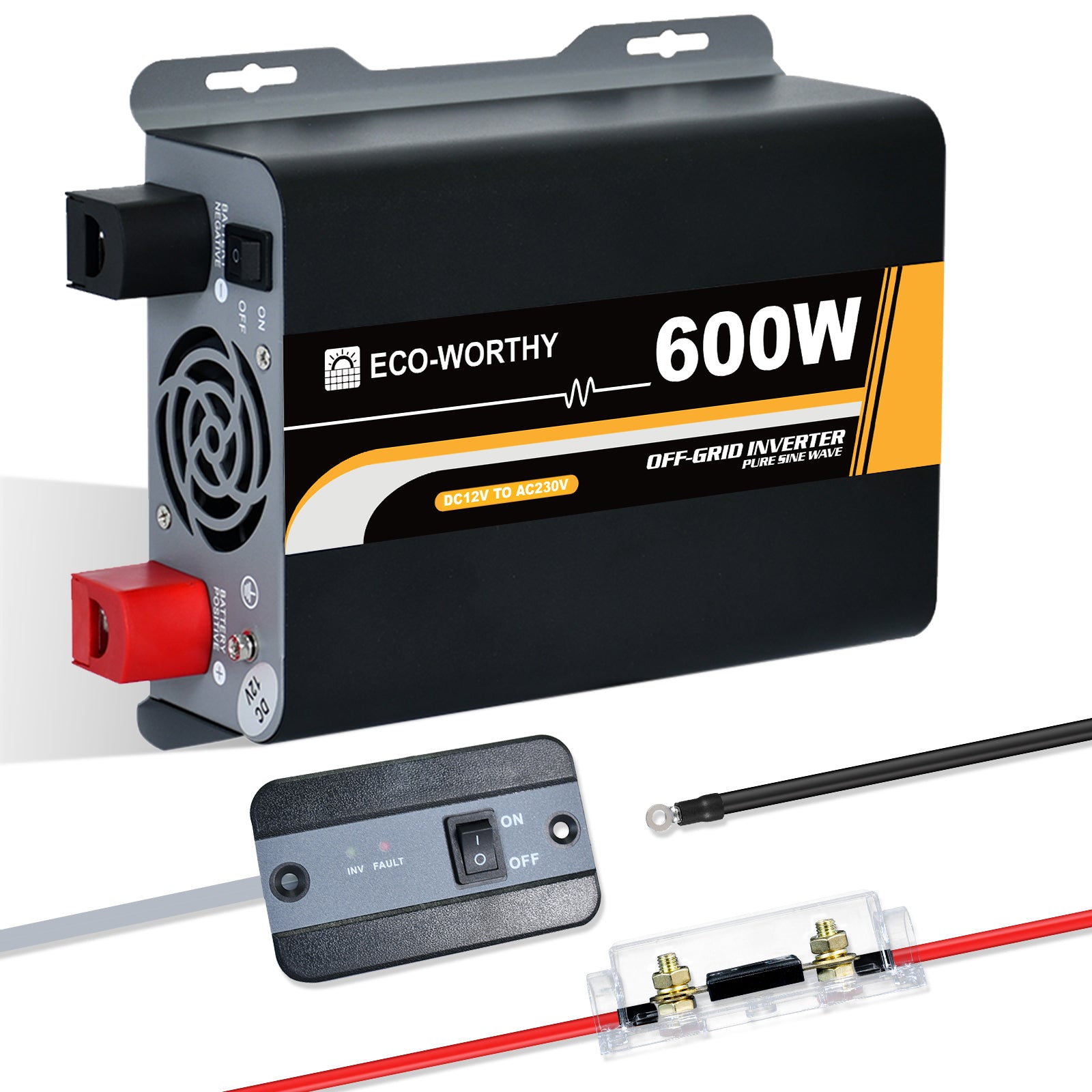 Inverter SolaMr 600W A Onda Sinusoidale Pura 24V DC – 220V AC Con USB 1A, Per Auto, Camper E Impianti Solari