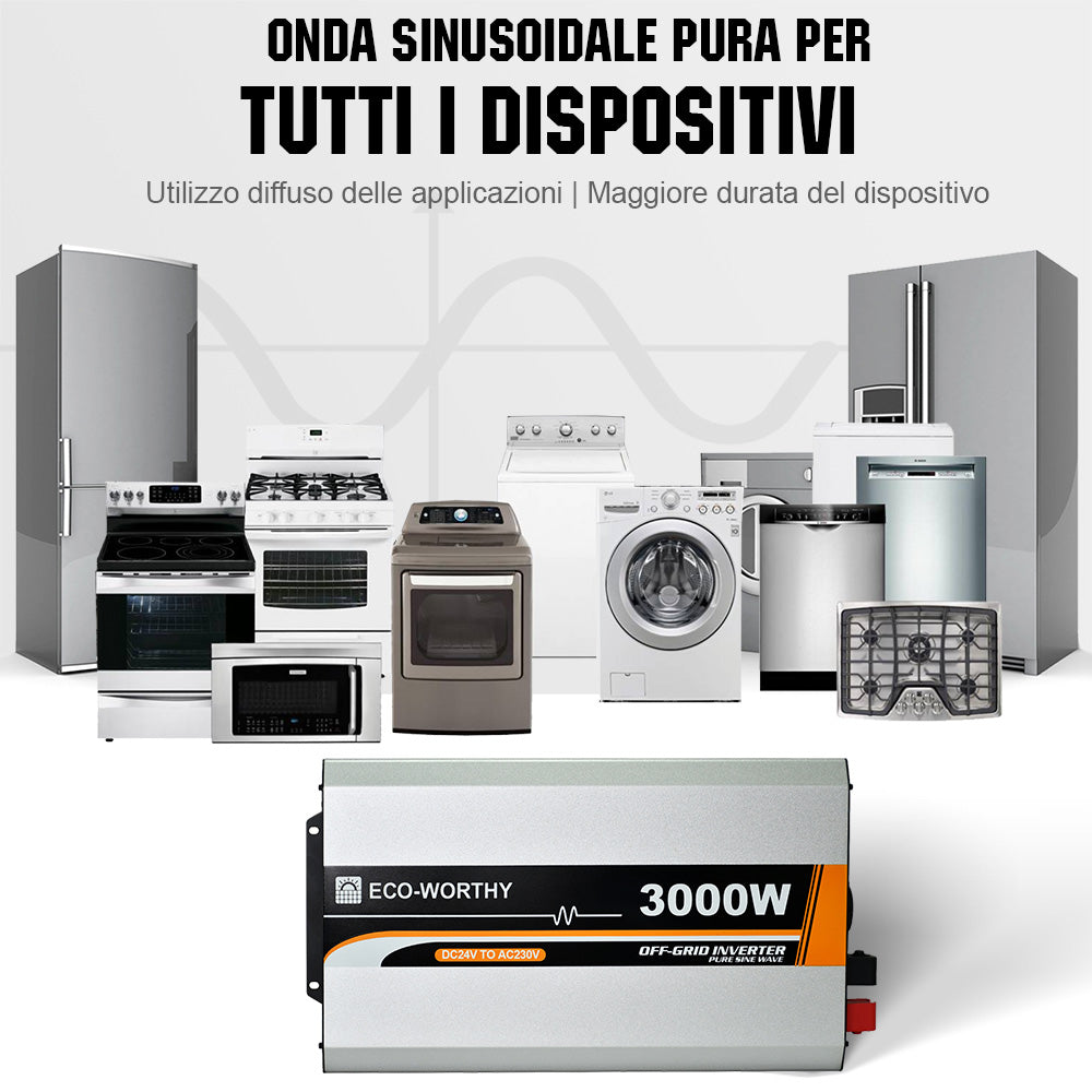 720W 24V (6x120W) Sistema solare completo con memoria al litio da 2.4kWh+inverter da 3kW