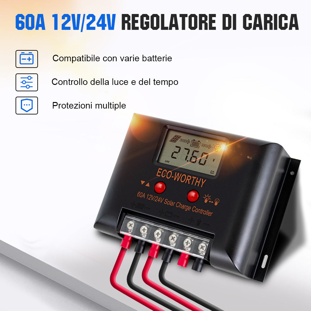 720W 24V (6x120W) Sistema solare completo con memoria al litio da 2.4kWh+inverter da 3kW