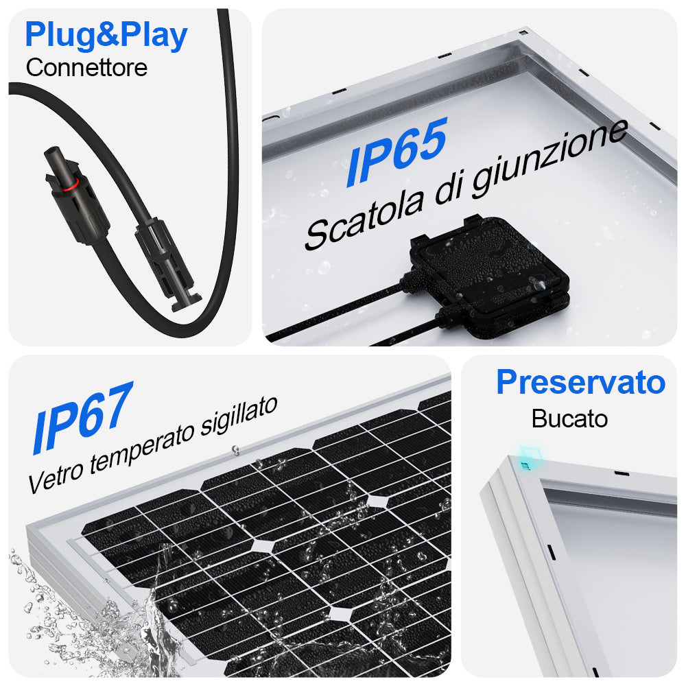 170W 12V Pannello Solare Monocristallino