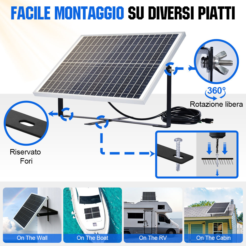 25W 12V Kit caricabatterie a goccia monocristallino del pannello solare