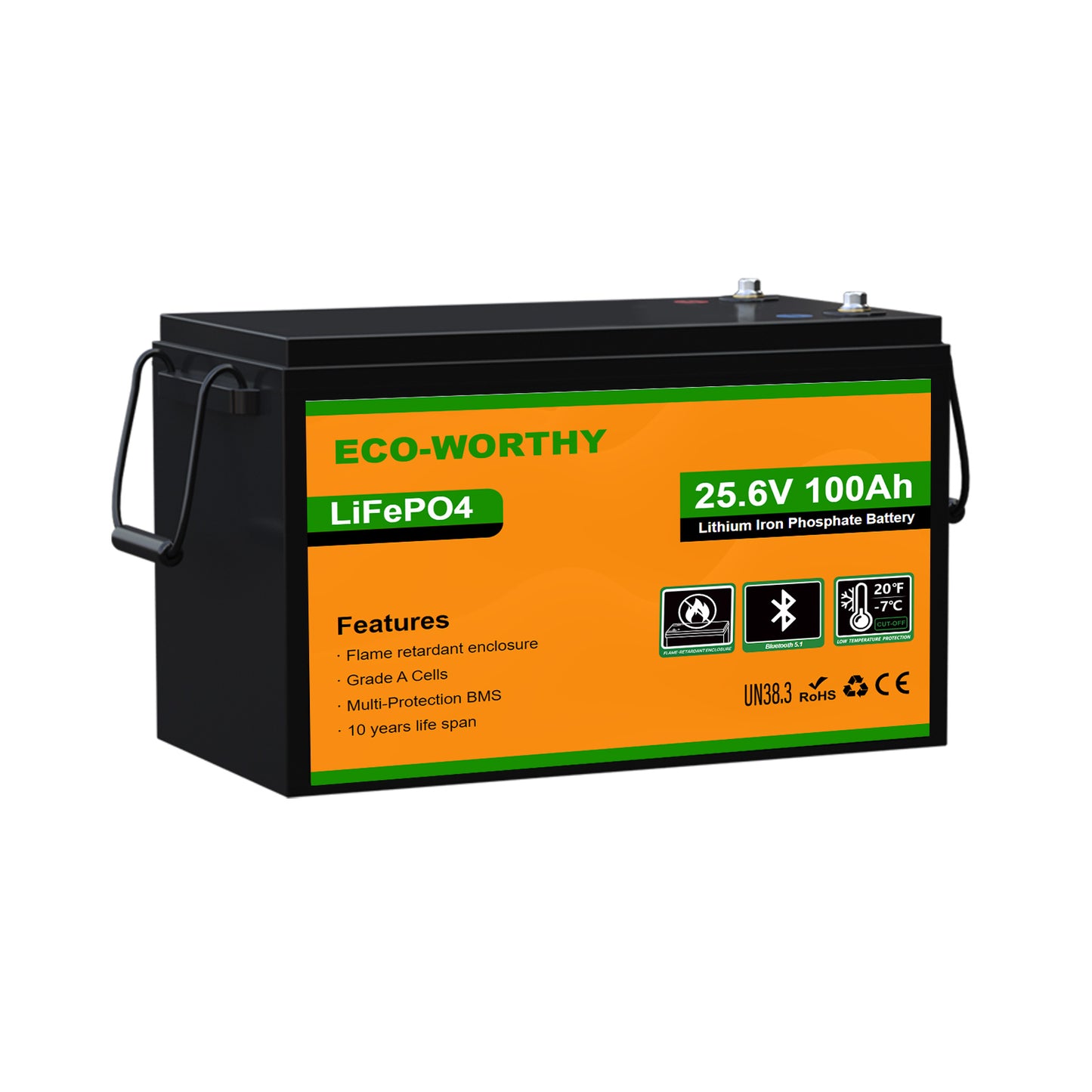 Batteria al litio Lifepo4 da 24V e 100Ah con Bluetooth e protezione dalle basse temperature