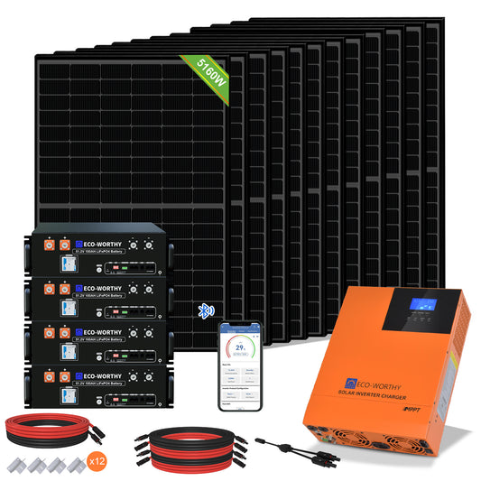Kit Solare Off-Grid MPPT Completo da 48V 5160W (12x 430W)