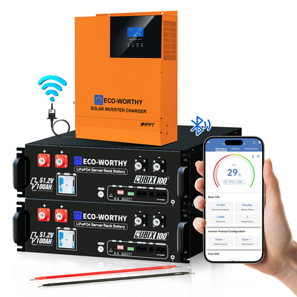 Batteria LiFePO4 da 48 V 100 Ah con controllo inverter da 5000 W tutto in uno – Kit di alimentazione di backup ECO - WORTHY - eco - worthy - it