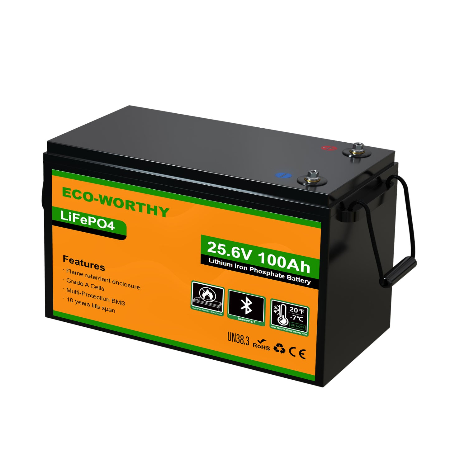Batteria al litio Lifepo4 da 24V e 100Ah con Bluetooth e protezione dalle basse temperature