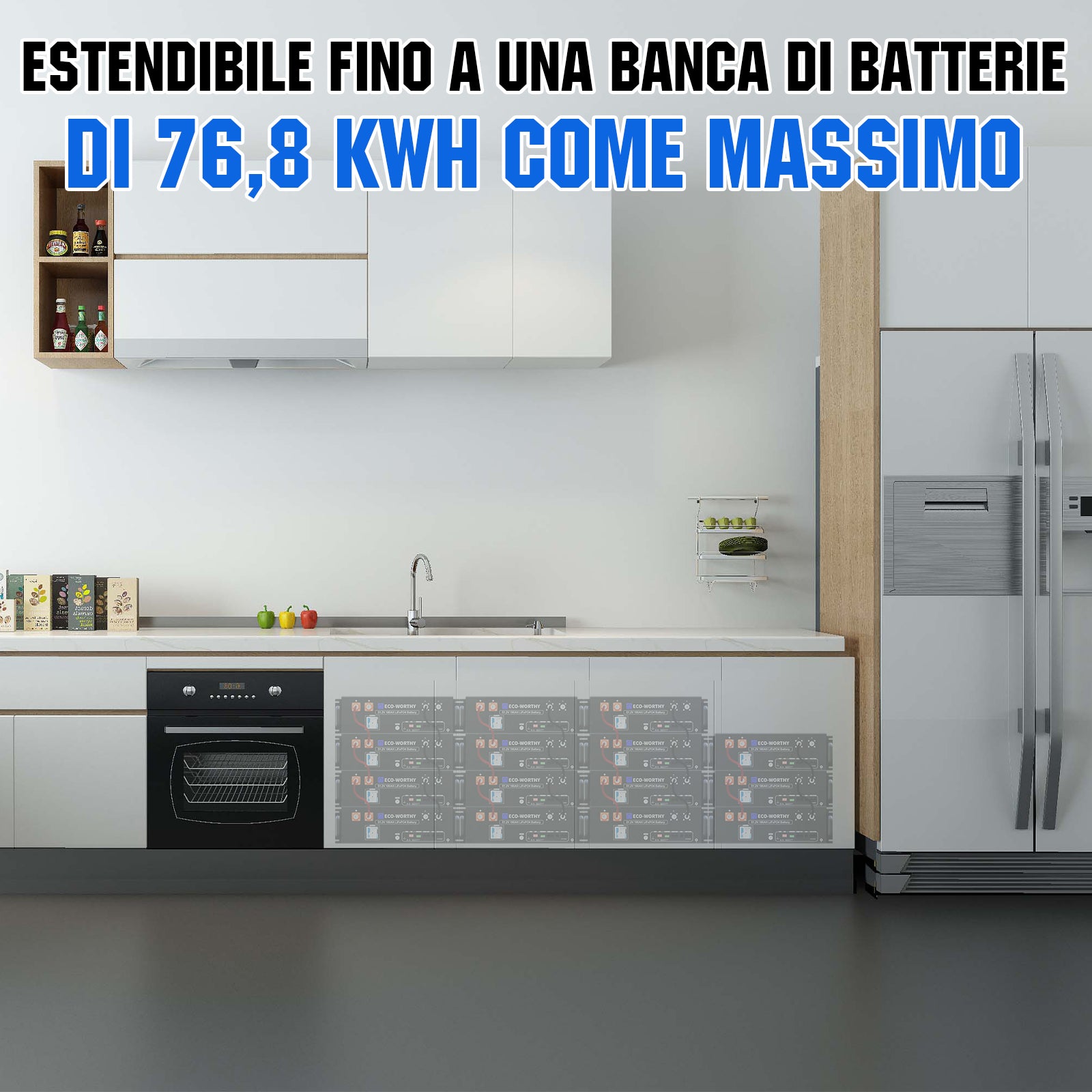 1700W 24V (10x170W) Komplettes MPPT-Solarsystem mit 4,8kWh Lithiumspeicher + 3kW Wechselrichter