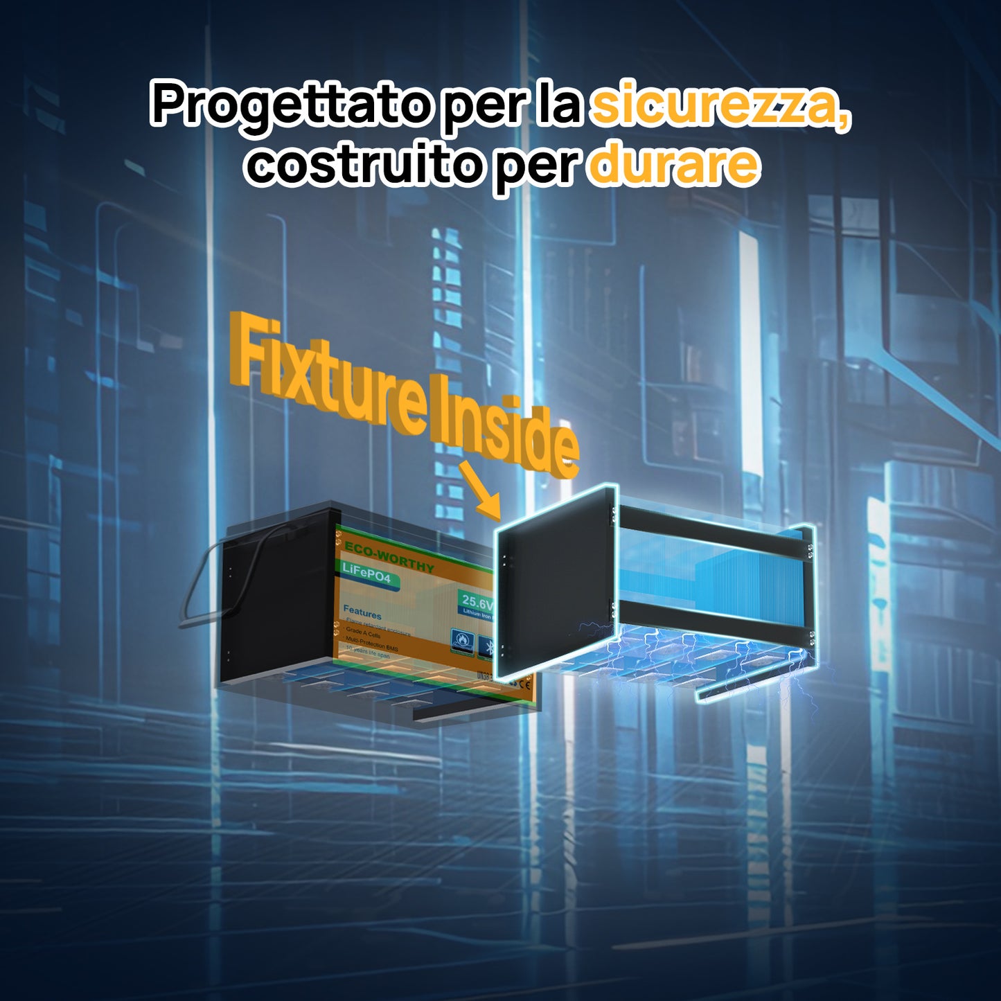 Batteria al litio Lifepo4 da 24V e 100Ah con Bluetooth e protezione dalle basse temperature