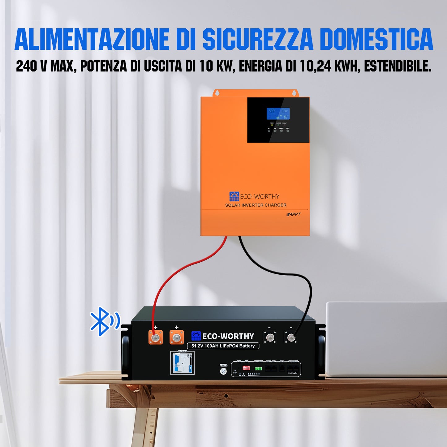 Batteria LiFePO4 da 48 V 100 Ah con controllo inverter da 5000 W tutto in uno – Kit di alimentazione di backup ECO-WORTHY
