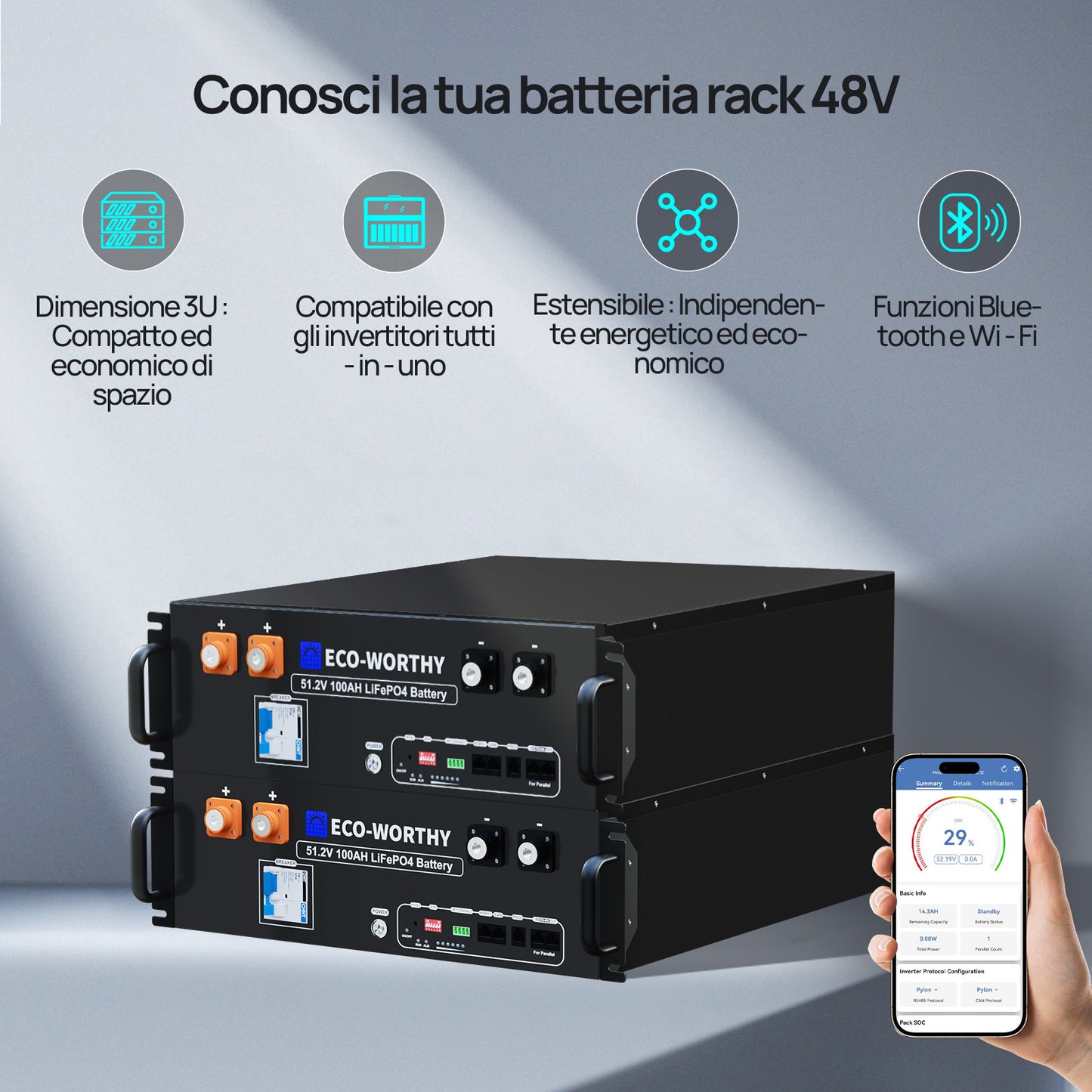 Kit solare off-grid MPPT completo da 48V 2580W (6x 430 W)