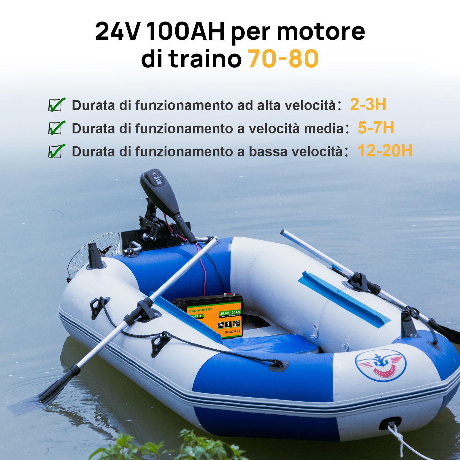 Batteria al litio Lifepo4 da 24V e 100Ah con Bluetooth e protezione dalle basse temperature