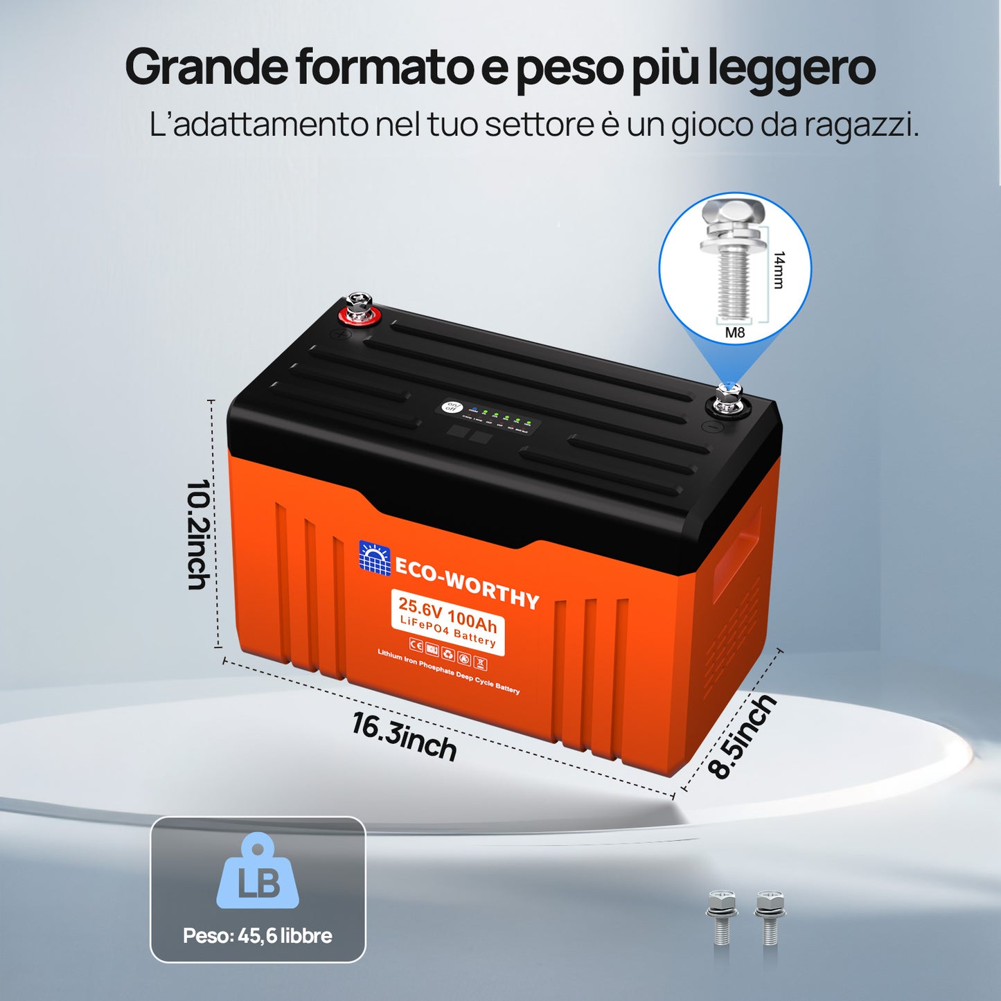 Batteria al litio Bluetooth LiFePO4 da 24 V e 100 Ah con protezione dalle basse temperature, luce LED SOC e BMS da 100 A