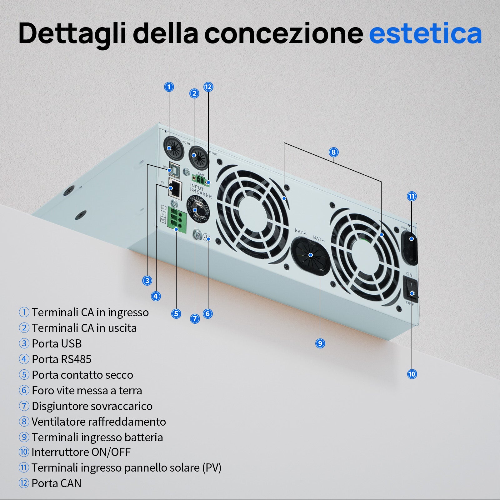 ECO - WORTHY Inverter/Caricabatterie Solare All - in - One 48V 3000W | MPPT 60A, Ingresso FV 3400W - eco - worthy - it
