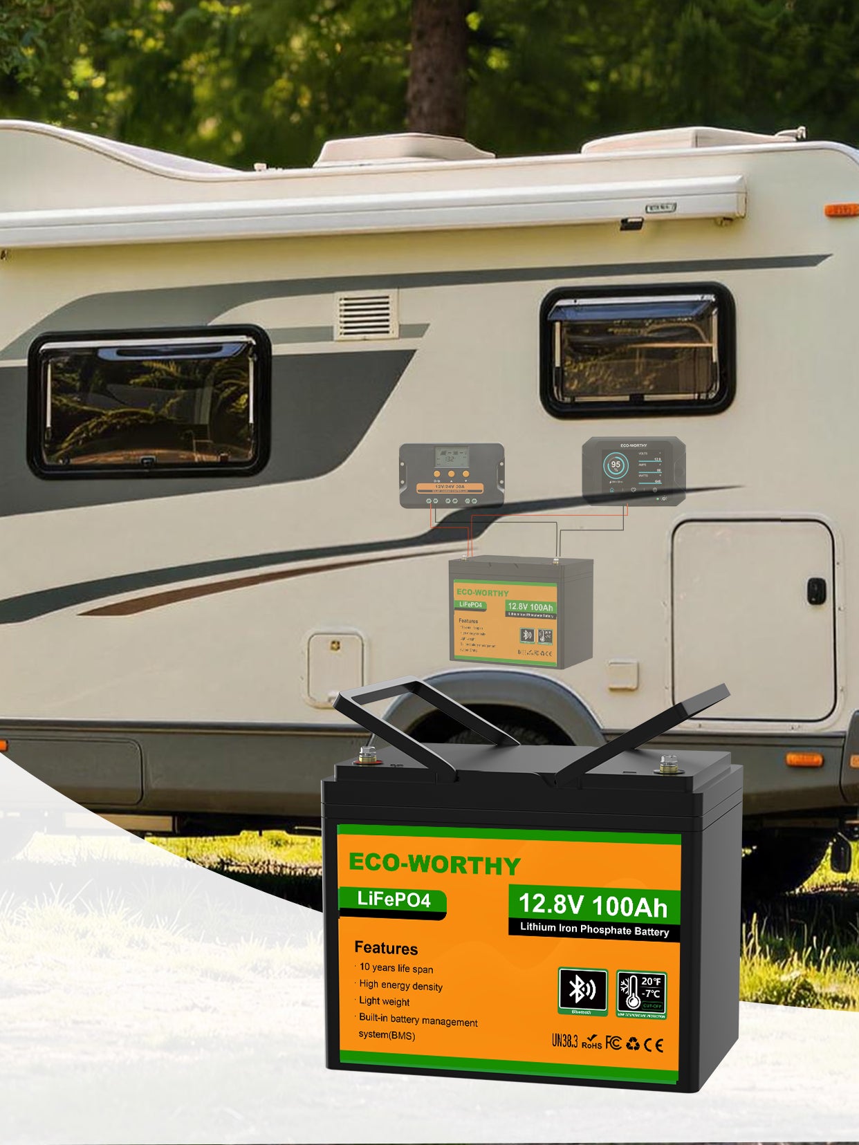Eco-Worthy Batteria al litio LiFePO4 12V 100Ah