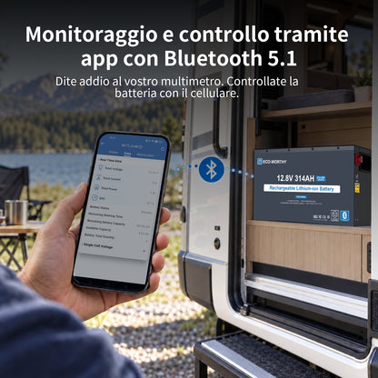ECO- WORTHYBatteria Bluetooth al litio Lifepo4 EnergyRock 12V 314Ah
