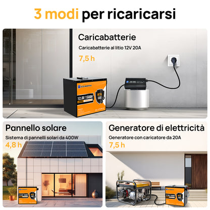 Batteria al litio LiFePO4 12V 150Ah Con protezione Bluetooth - bassa temperatura - eco - worthy - it