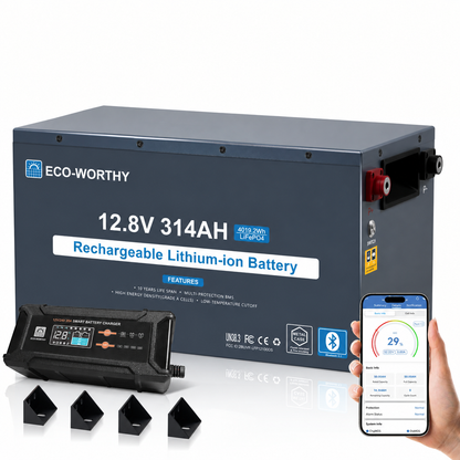 ECO- WORTHYBatteria Bluetooth al litio Lifepo4 EnergyRock 12V 314Ah