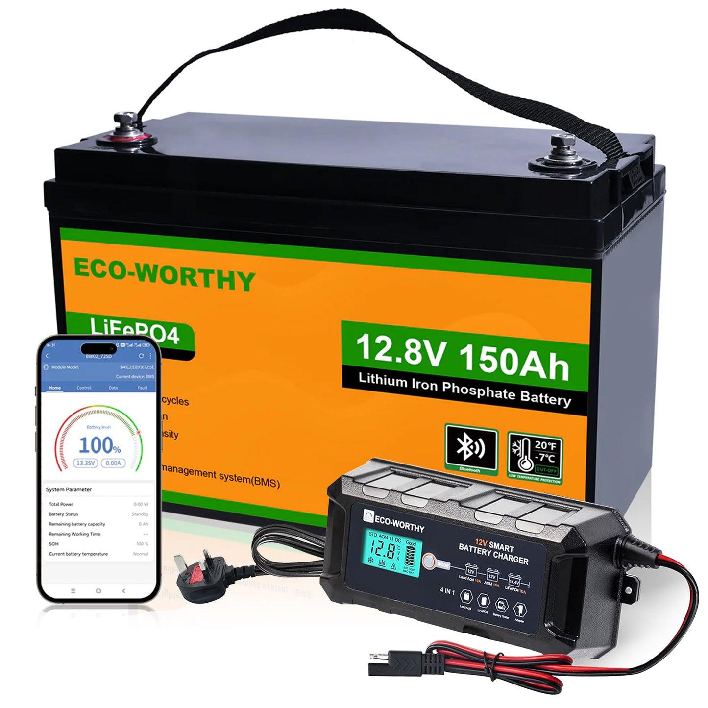 Batteria al litio 12V 150Ah LiFePO4 con Bluetooth