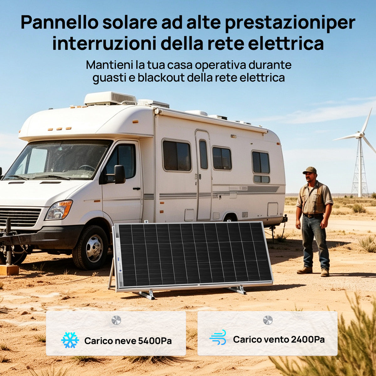 ECO-WORTHY Bifacciale 195W 12V Pannello Solare Monocristallino