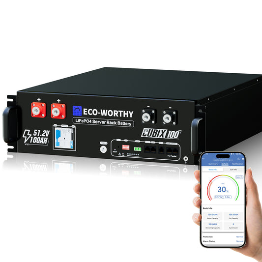 ECO-WORTHY Cubix 100 | Batteria LiFePO4 Rack 48 V 100 Ah | Bluetooth & WiFi | Garanzia 10 anni