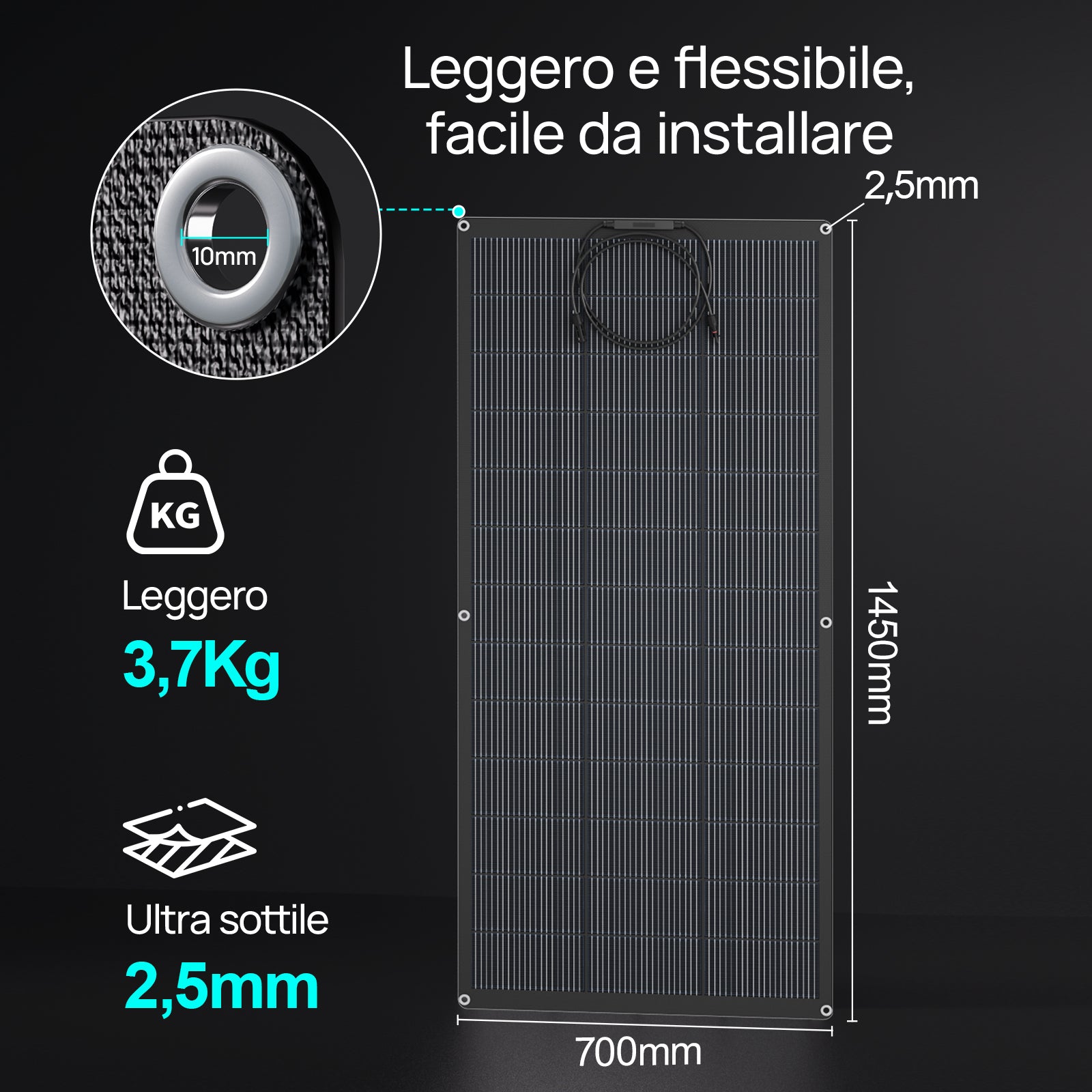 Eco-Worthy 200W Pannello Solare Monocristallino Flessibile
