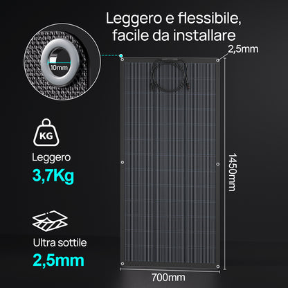 130 W 12 V halbflexibles monokristallines Solarpanel