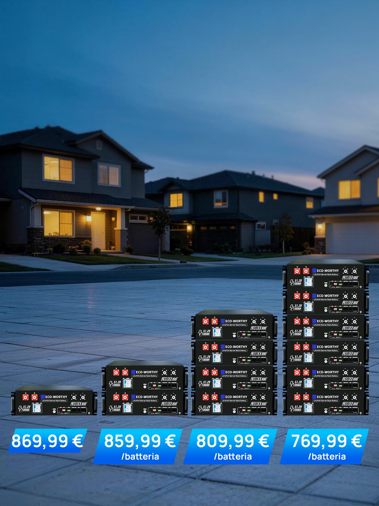 Batteria Eco-Worthy CUBIX100 LiFePO4 Rackable 48V 100Ah