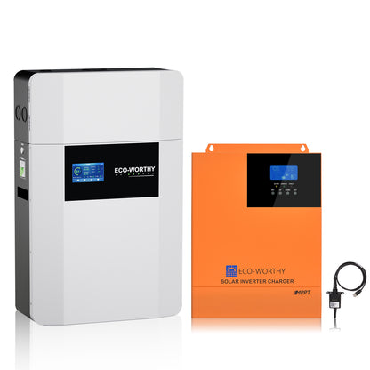 Kit di alimentazione di backup da 5,12 kWh — Batteria al litio da parete 48V 100Ah e inverter All - in - One da 5000W - eco - worthy - it