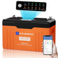 Batteria LiFePO4 314Ah con pannello LED di stato e monitoraggio tramite app su smartphone.