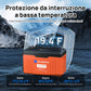 Protezione contro il gelo che interrompe la carica a -7°C per preservare le celle al litio.