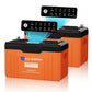 Set di due batterie LiFePO4 314Ah con indicatori LED di carica e diagnostica integrati.