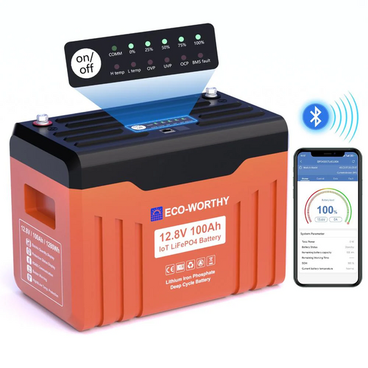 Batteria al litio LiFePO4 12V 100Ah con Bluetooth e WiFi