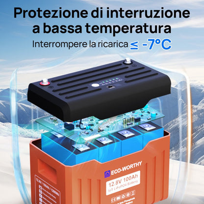 Batteria al litio LiFePO4 12V 100Ah con Bluetooth & Stato LED e indicatori SOC - eco - worthy - it