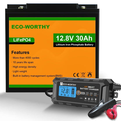 Batteria al litio 12V 30Ah LiFePO4 - eco - worthy - it