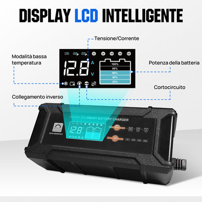 Caricabatterie intelligente 20A 12V/24V con display LCD per la maggior parte delle batterie - eco - worthy - it