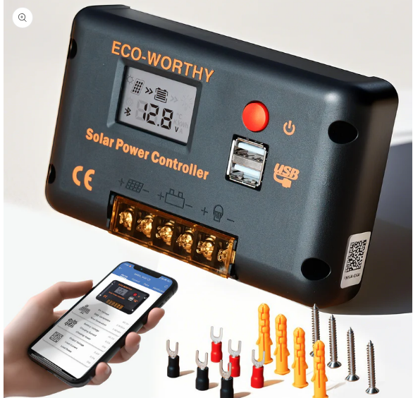 Caricabatterie solare PWM da 30 A 12 V/24 V con Bluetooth e display