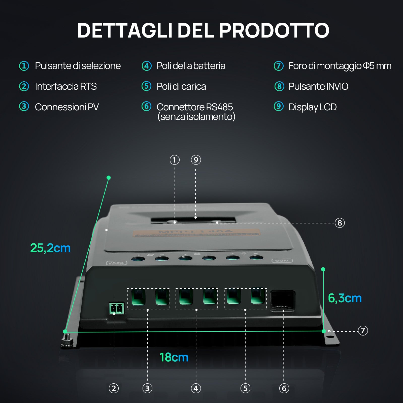 Caricatore solare MPPT 40A 12V/24V - eco - worthy - it