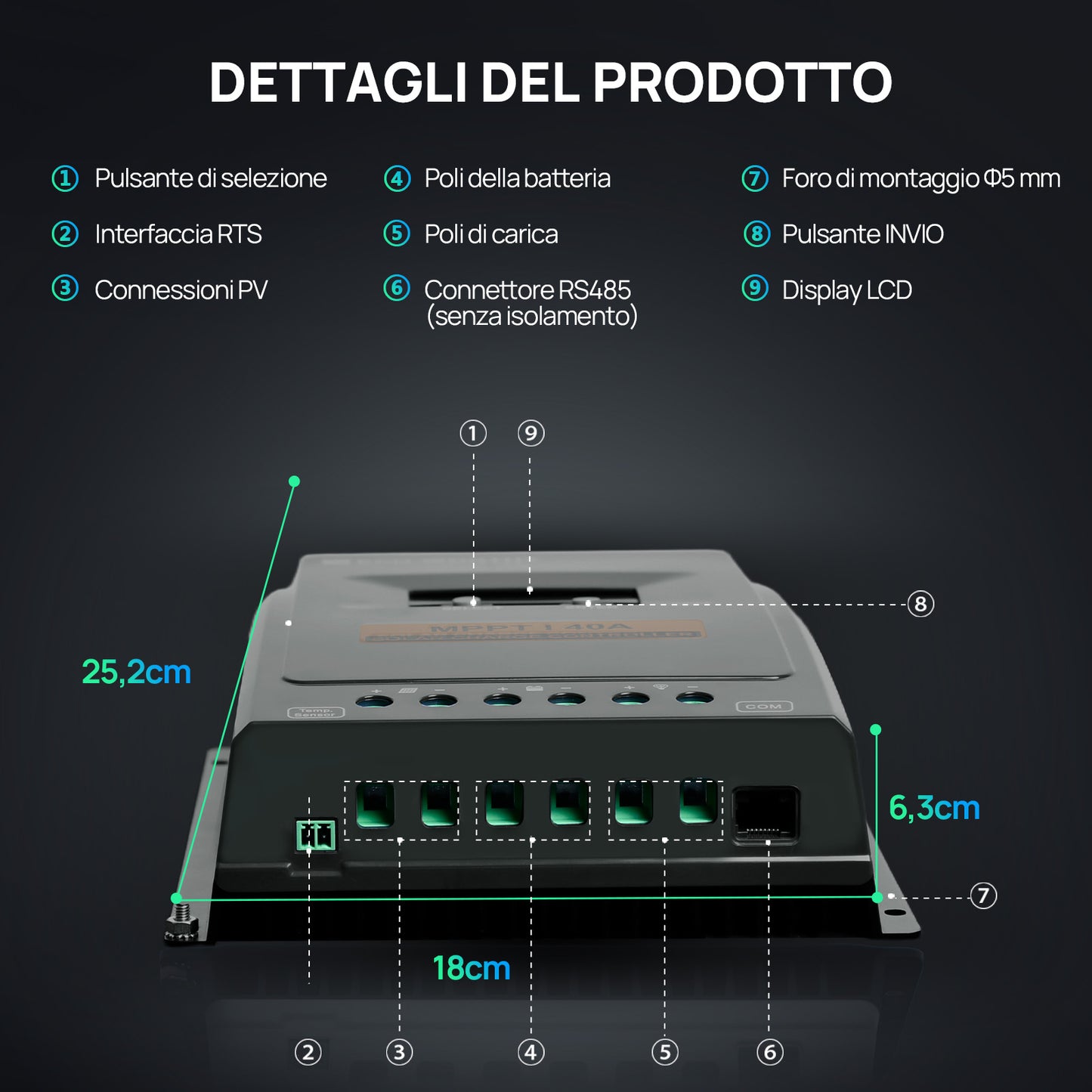 Caricatore solare MPPT 40A 12V/24V - eco - worthy - it