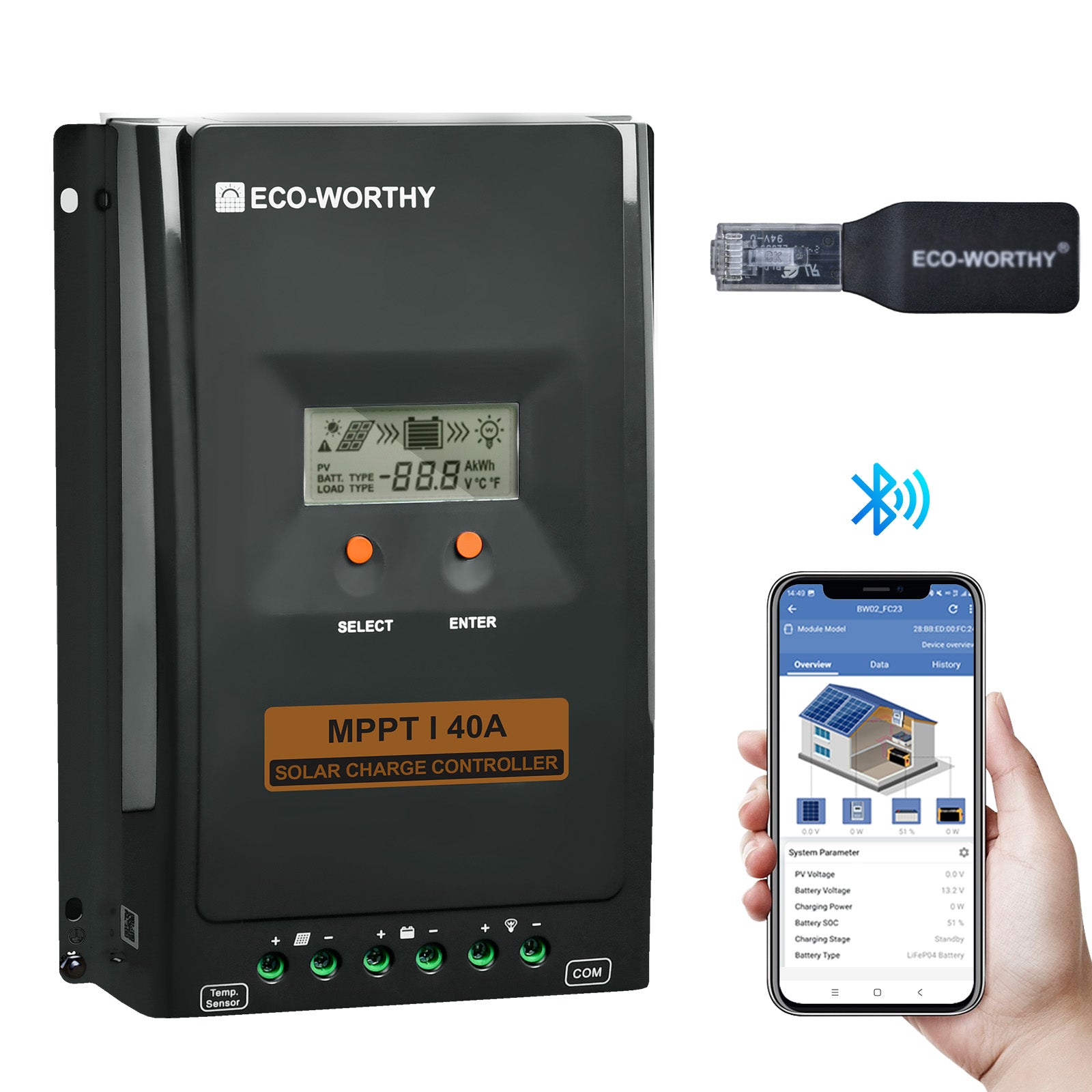 Caricatore solare MPPT 40A 12V/24V - eco - worthy - it