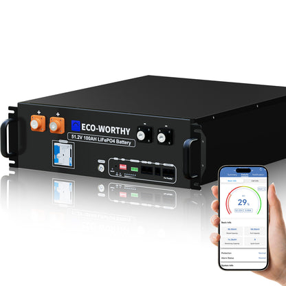 Batteria per server rack da 48V (51,2V) 100Ah, batteria al litio da 5,12kWh, formato 3U, con Bluetooth e Wi-Fi【Versione 3】
