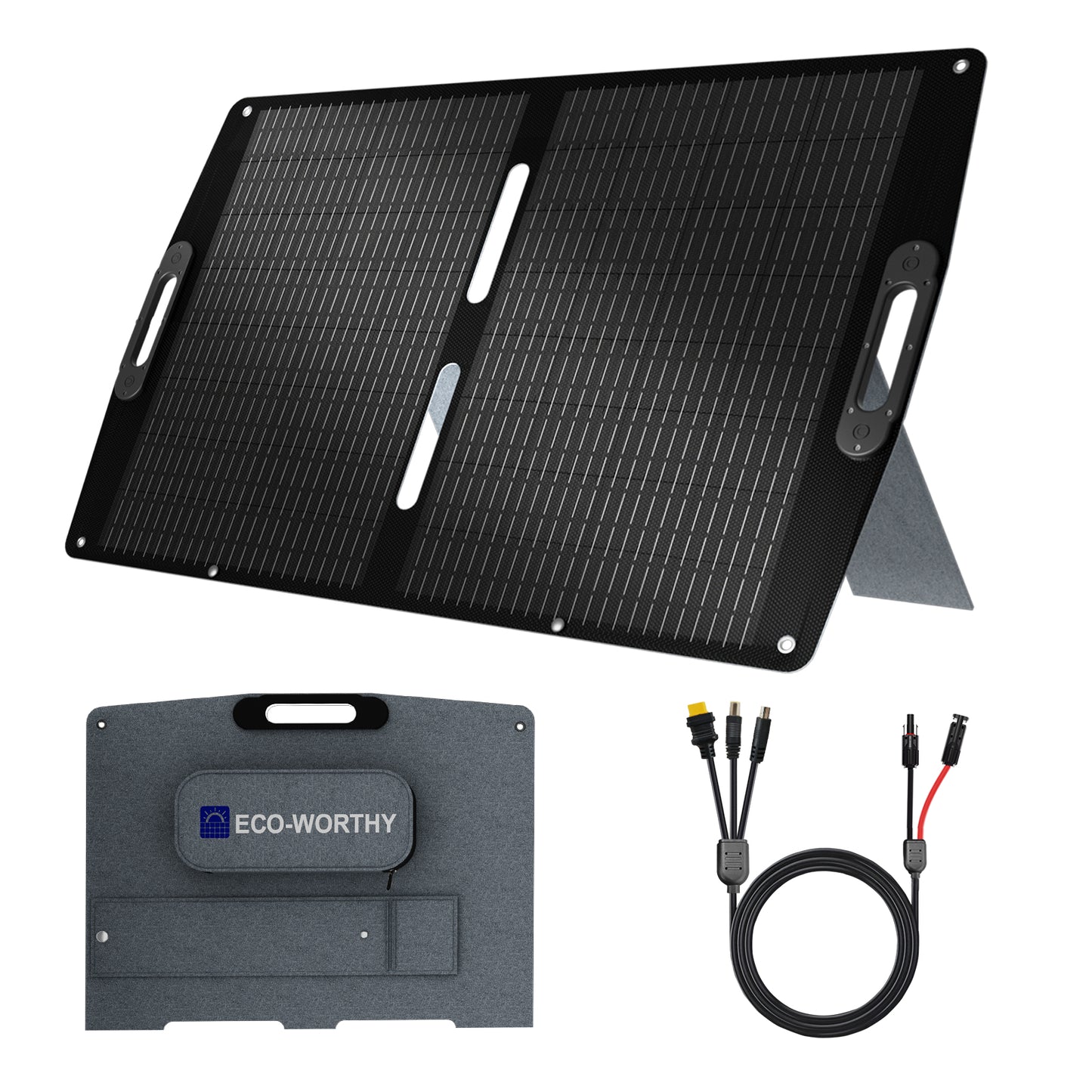 ECO-WORTHY 100W 12V Borsa solare pieghevole pro per campeggio-1