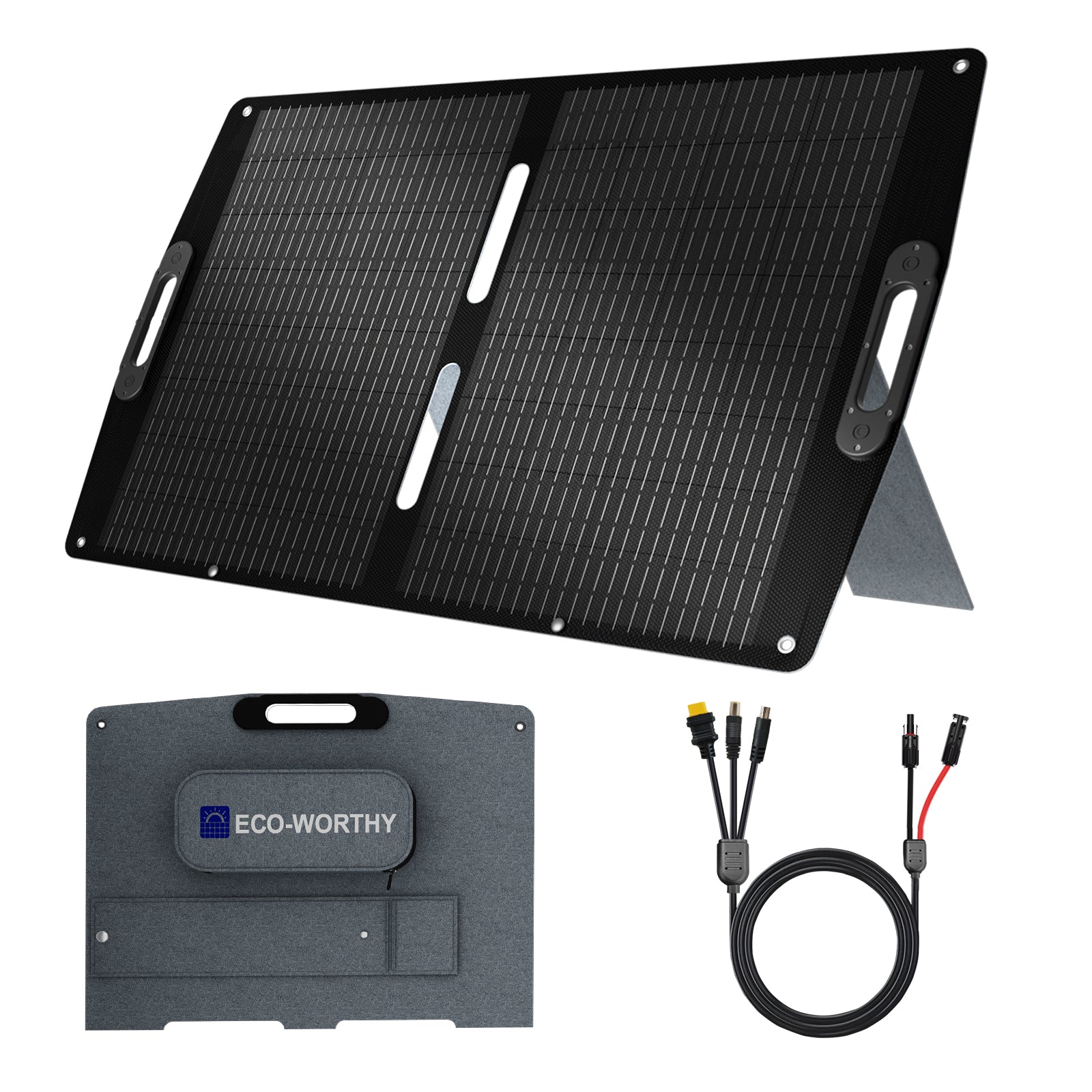 ECO-WORTHY 100W 12V Borsa solare pieghevole pro per campeggio-1