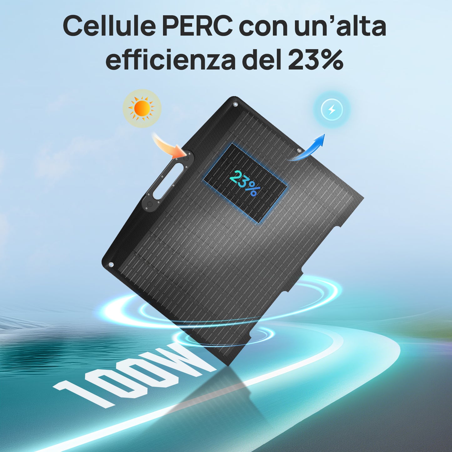 ECO-WORTHY 100W 12V Borsa solare pieghevole pro per campeggio-3