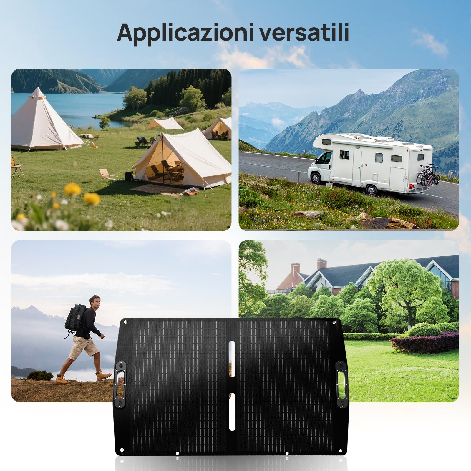 ECO-WORTHY 100W 12V Borsa solare pieghevole pro per campeggio-9
